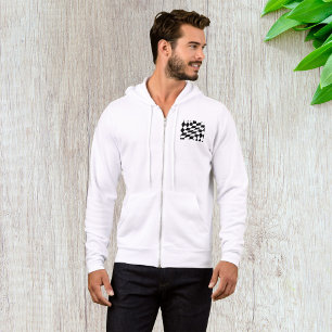 Wellige schwarze und weiße Schachbrett-Flagge Renn Hoodie