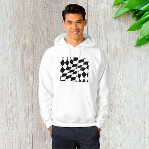 Wellige schwarze und weiße Schachbrett-Flagge Renn Hoodie