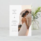 Wellige Split-Hochzeit Save The Date Foto Karte (Stehend Vorderseite)