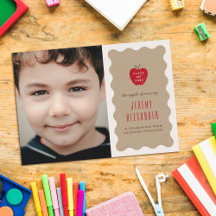 Welliges Apfel-Kindergarten Foto-Abschlussankündig