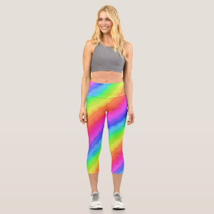 Welliges diagonales buntes Regenbogen-Design Capri Leggings