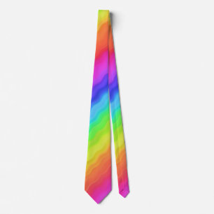 Welliges diagonales buntes Regenbogen-Design Krawatte