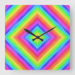 Welliges farbenfrohes quadratisches psychedelische quadratische wanduhr