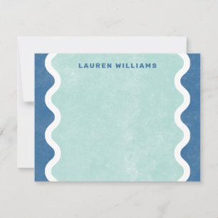 Welliges Linien Papier Notizkarte - Blau Mitteilungskarte