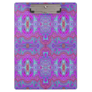 Welliges Magenta- und Blaues Trippy-Marmorierungsm Klemmbrett