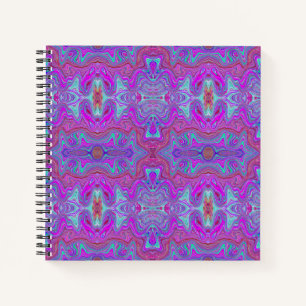 Welliges Magenta- und Blaues Trippy-Marmorierungsm Notizblock