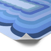 Welliges Retro-Abstrakt Blau Poster (Ecke)
