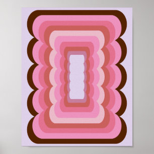 Welliges Retro-Abstraktes Rosa Poster