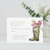 Wellington Boot Floral RSVP Karte (Stehend Vorderseite)