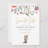 Wellington Boot Floral Save the Date (Vorderseite)