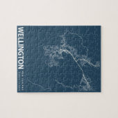 Wellington Minimalist City Map Line Art in Blue Puzzle (Horizontal)