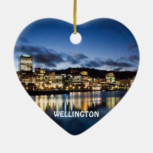 Wellington, Neuseeland Landschaftliche Weihnachtss Keramikornament (Hinten)