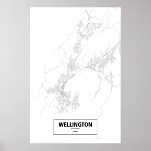 Wellington, Neuseeland (schwarz auf weiß) Poster
