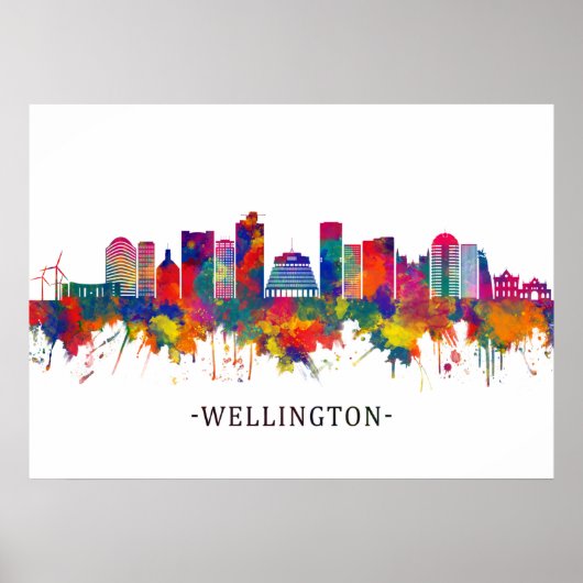 Wellington New Zealand Skyline Poster (Vorne)