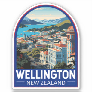 Wellington New Zealand Travel Art Vintag Aufkleber