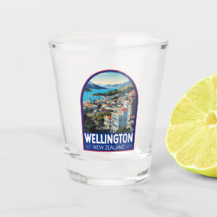 Wellington New Zealand Travel Art Vintag Schnapsglas