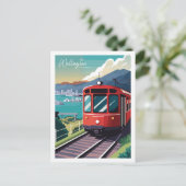 Wellington New Zealand Vintage Reise Illustration Postkarte (Stehend Vorderseite)