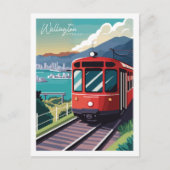 Wellington New Zealand Vintage Reise Illustration Postkarte (Vorderseite)