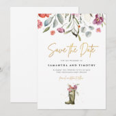 Wellington-Stiefel-Blumen-Save-the-Date Save The Date (Vorne/Hinten)