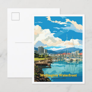 Wellington Waterfront Neuseeland Reise Vintage Postkarte