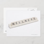 Wellness auf einem Brettspiel geschrieben. Postkarte (Vorne/Hinten)