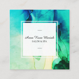 *~* Wellness-Center Abstrakter künstlerischer Grün Quadratische Visitenkarte