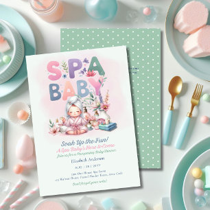Wellness-Center Baby Dusche - Pamper Day Minze Gre Einladung