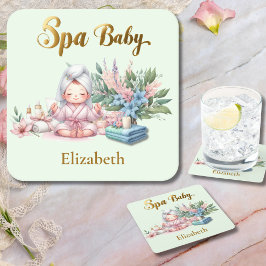 Wellness-Center Baby Dusche Party Geschirr Rechteckiger Pappuntersetzer