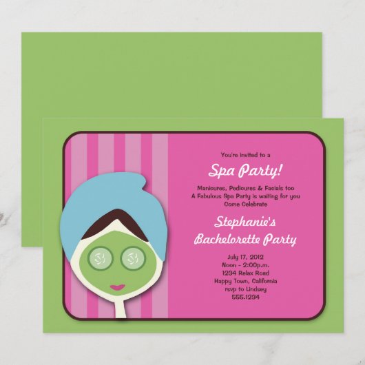 Wellness-Center Bachelorette oder Einladung (Vorne/Hinten)