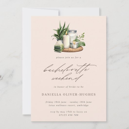 Wellness-Center Bachelorette QR-Code Einladung (Vorderseite)