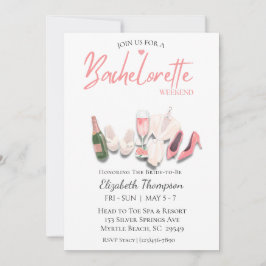 Wellness-Center Bachelorette Weekend Brautparty Einladung