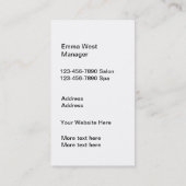 Wellness-Center Beauty Salon Visitenkarte (Rückseite)