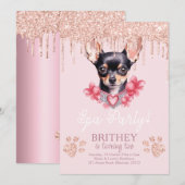 Wellness-Center Birthday Elegante Dog Glitzer Einladung (Vorne/Hinten)