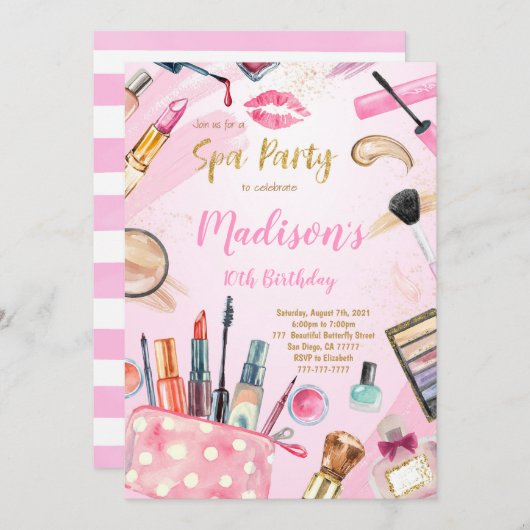 Wellness-Center Birthday Invites Einladung (Vorne/Hinten)