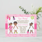 Wellness-Center Birthday Party Afroamerikaner Einladung (Stehend Vorderseite)