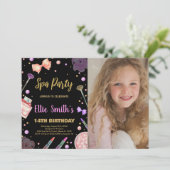 Wellness-Center Black Glitzer Foto Wellness-Center Einladung (Stehend Vorderseite)