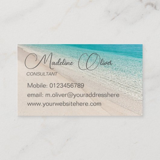 Wellness-Center Blue Beach Sea Travel Gold Stilvol Visitenkarte (Rückseite)