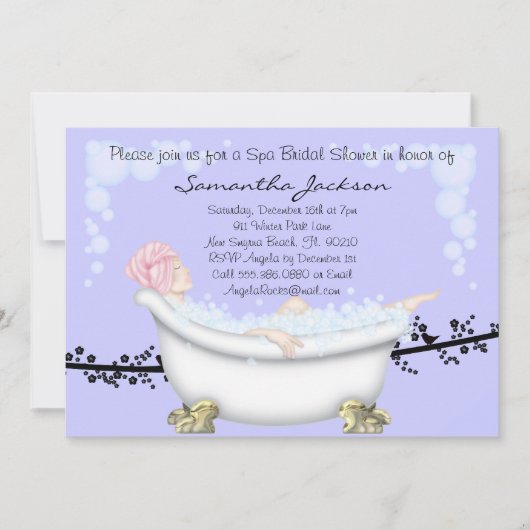 Wellness-Center-Braut-Brautparty laden ein Einladung (Vorderseite)