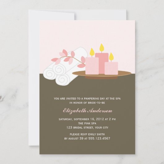 Wellness-Center-Brautparty {Rosa} Einladung (Vorderseite)