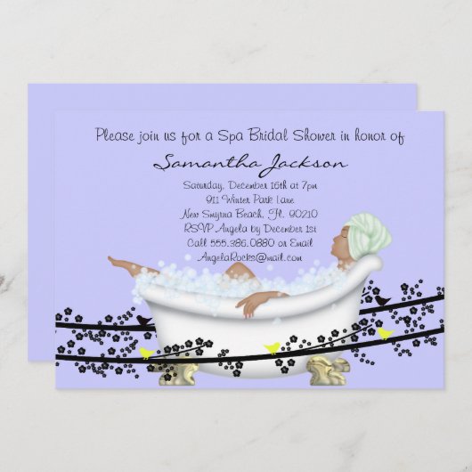 Wellness-Center Bride Brautparty Einladung (Vorne/Hinten)