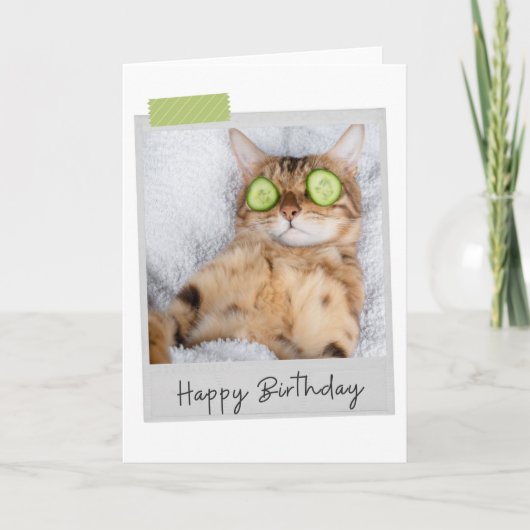Wellness-Center Cat Funny Birthday Card Karte (Vorderseite)