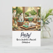 WELLNESS-CENTER Cat Geburtstagsparty Einladungskar Einladung (Stehend Vorderseite)