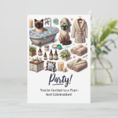 WELLNESS-CENTER Cat Geburtstagsparty Einladungskar Einladung (Stehend Vorderseite)