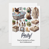 WELLNESS-CENTER Cat Geburtstagsparty Einladungskar Einladung (Vorne/Hinten)