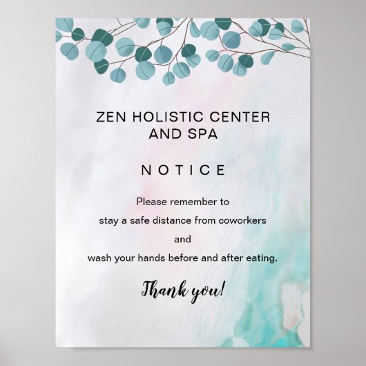 Wellness-Center COVID Sicherheit Break Room Aquama Poster (Vorne)