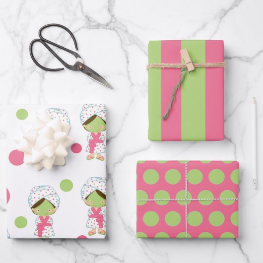 Wellness-Center Day Niedlich Girl Wrapping Paper S Geschenkpapier Set (Vorderseite)