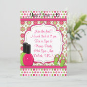 Wellness-Center Day of Pampering Pink Green Geburt Einladung (Stehend Vorderseite)