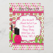 Wellness-Center Day of Pampering Pink Green Geburt Einladung (Vorne/Hinten)