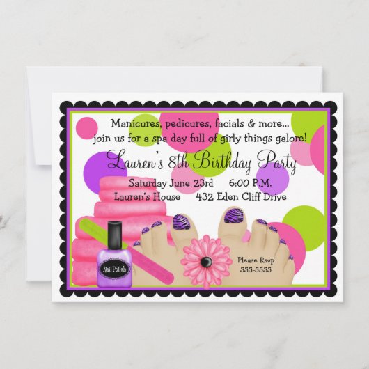 Wellness-Center Einladungen zu Geburtstagspartys (Vorderseite)