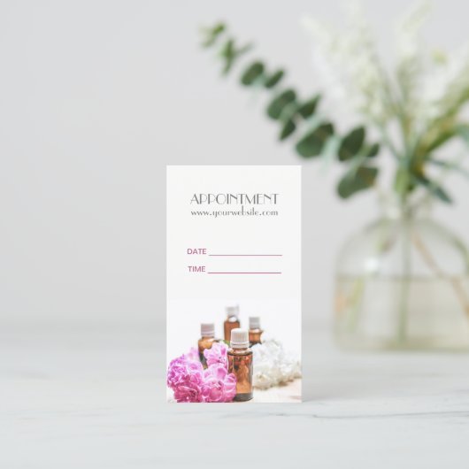 WELLNESS-CENTER Essenzielle Ölmassage Aromatherapi Terminkarte (Stehend Vorderseite)